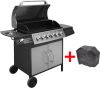 VIDAXL Gasbarbecue 6+1 kookzone zwart en zilver online kopen